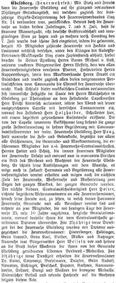 Ebelsberg Linzer Volksblatt Nr 157 vom 12.06.1900 S 3 Detail