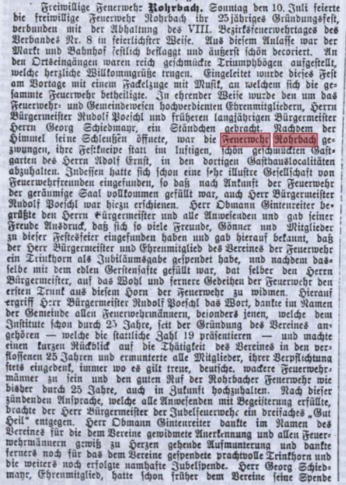 Rohrbach 1 Zeitschrift der oö. FW Jg 13 Heft 23 vom 01.08.1898 S 8